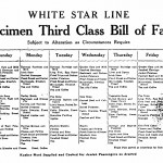 Speiseplan für die dritte Klasse. Der Menüplan der White Star Line bot auch koschere Speisen an. / © Cropley Collection, Smithsonian Institution